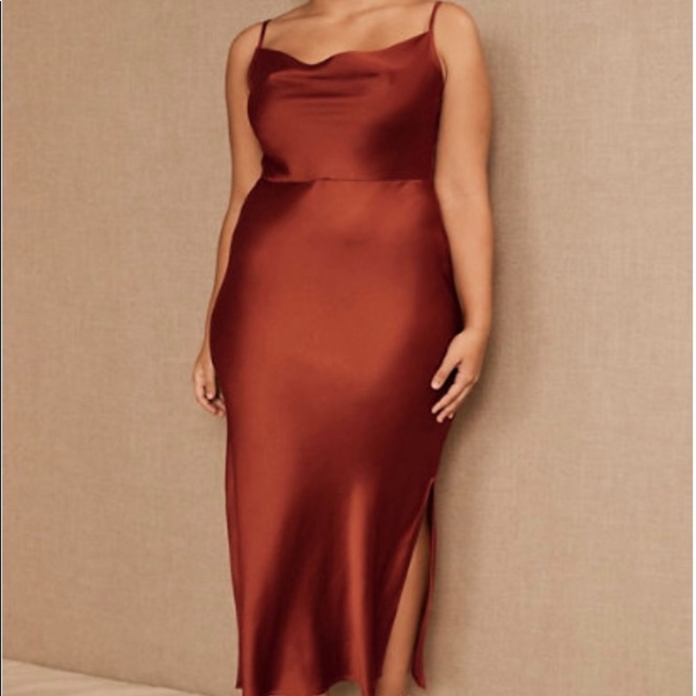 BHLDN Cali Satin Charmeuse Midi Dress